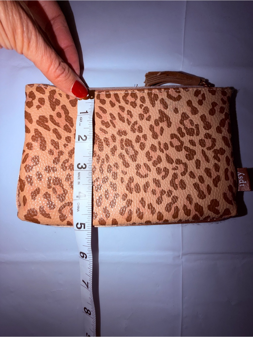 Leopard Print Zip Wallet Clutch - Tan Brown - Picture 3 of 4